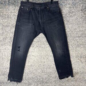 R13 Jeans Womens 25 Black Crossover Jake Distressed Raw Hem Made Italy Denim